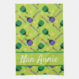 私はピックボールグリーンが大好き キッチンタオル