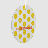 私はピックボールモダンイエロースポーツおもしろいが大好き オーナメント (正面)