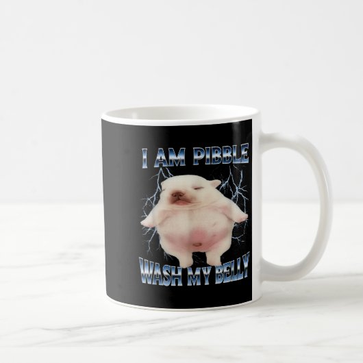 私はピブル、お腹を洗って Funny Dog お腹をきれいに コーヒーマグカップ (右)