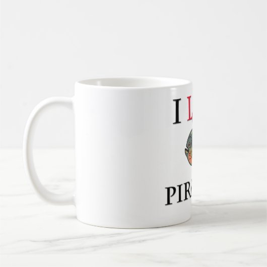 私はピラニアを愛します コーヒーマグカップ (左)
