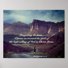 私はピリピゴール3:14聖書に向かって押し進める ポスター