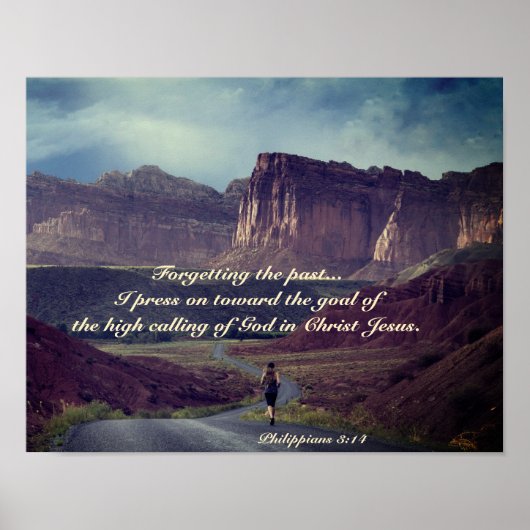 私はピリピゴール3:14聖書に向かって押し進める ポスター (正面)