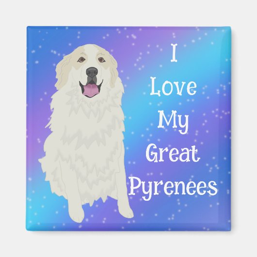 私はピレネー素晴らしを愛する マグネット (正面)