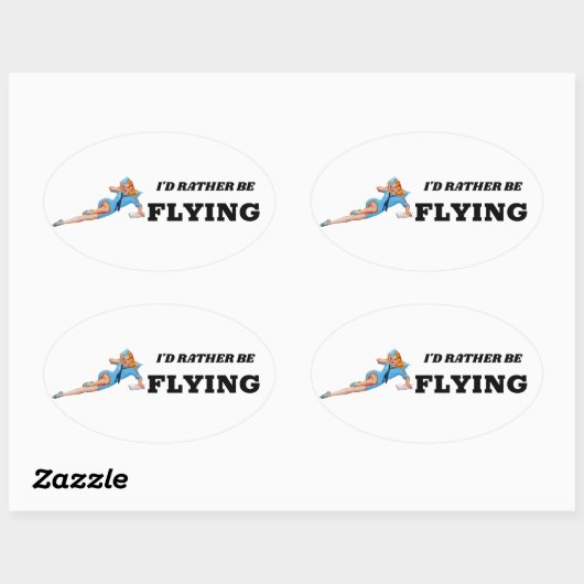 私はピンアップ飛飛んでいる行便の付き添い人であるおもしろい 楕円形シール (シート)