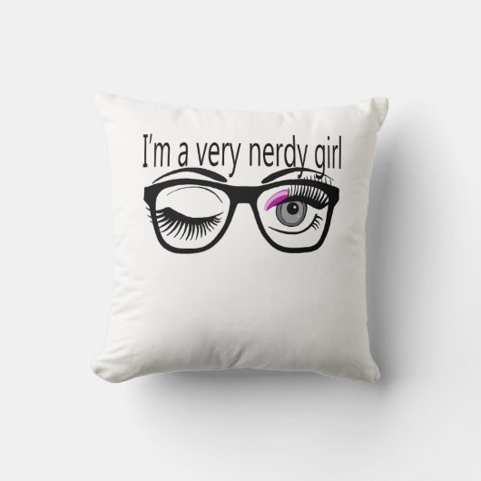 私はピンクのアイシャドウを持つとても神経質な女の子だ クッション (正面)