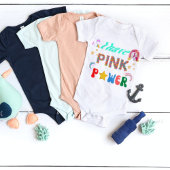 私はピンクのパワーのユニコーン虹のカラフルベビー ベビーボディスーツ