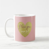 私はピンクのマグのより多くの金ゴールドのハート愛します コーヒーマグカップ (左)