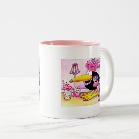 私はピンクのマグを愛します ツートーンマグカップ (正面右)