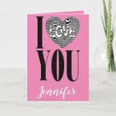 私はピンクの白黒のストライプのハートが大好き シーズンカード (正面)