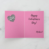 私はピンクの白黒のストライプのハートが大好き シーズンカード (内部)