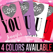 私はピンクの白黒のストライプのハートが大好き シーズンカード