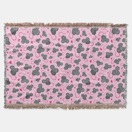 私はピンクの私のマウスパターンを愛します スローブランケット (正面)