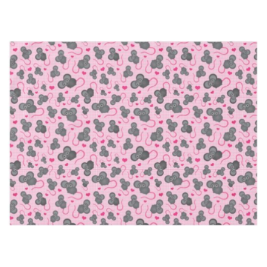 私はピンクの私のマウスパターンを愛します テーブルクロス (正面(横))