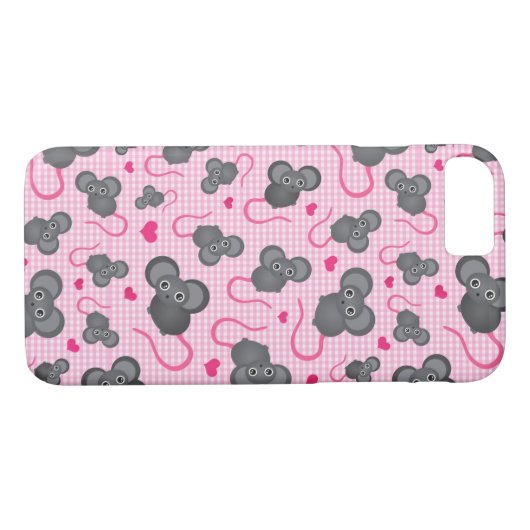 私はピンクの私のマウスパターンを愛します Case-Mate iPhoneケース (裏面(横))