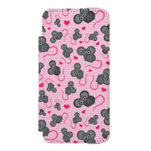 私はピンクの私のマウスパターンを愛します iPhone SE/5/5sウォレットケース