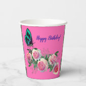 私はピンクローズ誕生日紙カップ 紙コップ (裏面)