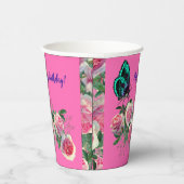 私はピンクローズ誕生日紙カップ 紙コップ (右)