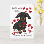 私はピーナッツバターのダックスフントよりもっと愛します カード (黄色い花)