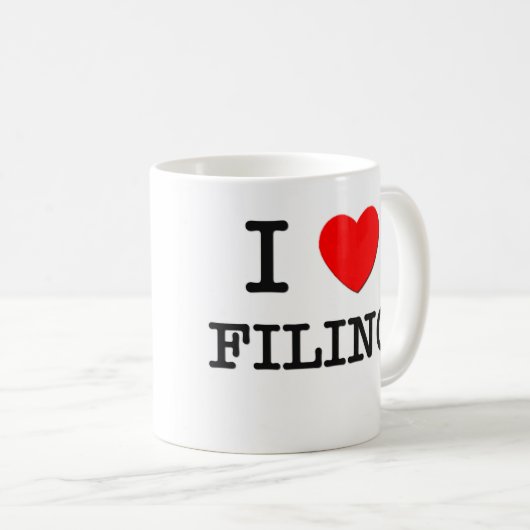 私はファイルすることを愛します コーヒーマグカップ (正面右)