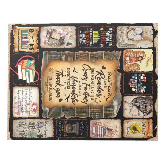 私はファンタジーに住んでいるという意味の読者熱狂するだ ノートパッド (正面)