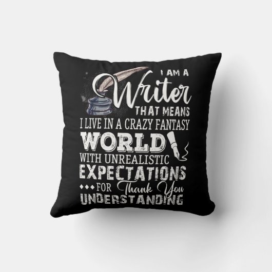 私はファンタジーワールド認証に住んでいる作家熱狂するである クッション (裏面)