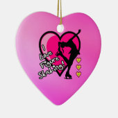 私はフィギュアスケートのオーナメント-ピンクのハート--を愛します セラミックオーナメント (右)