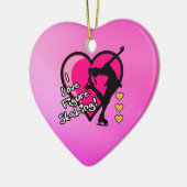 私はフィギュアスケートのオーナメント-ピンクのハート--を愛します セラミックオーナメント (左)