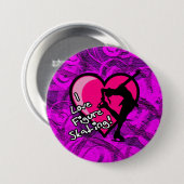 私はフィギュアスケートボタン、紫色の渦巻を愛します 缶バッジ (正面&裏面)