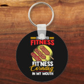 私はフィットネスフィットネスコーンドッグの口に入っている キーホルダー (正面)