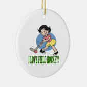 私はフィールドホッケー2を愛します セラミックオーナメント (右)