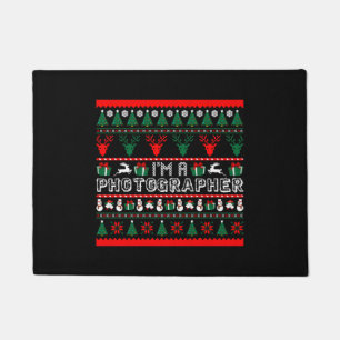 私はフォトグラファーのクリスマス醜いセーター ドアマット