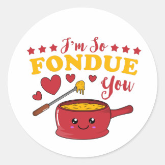 私はフォンデュあなたかわいいフォンデュ・プンTシャツ ラウンドシール