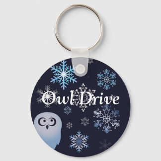 私はフクロウのクリスマスフクロウの青 キーホルダー