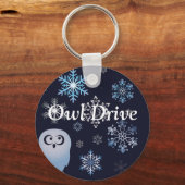 私はフクロウのクリスマスフクロウの青 キーホルダー (正面)