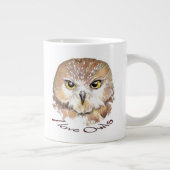 私はフクロウ、水色を見た白い鳥、動物が大好き ジャンボコーヒーマグカップ (右)