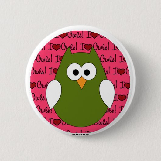 私はフクロウPinの背部ボタンを愛します 缶バッジ (正面)