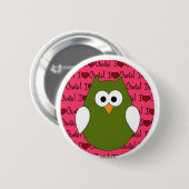 私はフクロウPinの背部ボタンを愛します 缶バッジ (正面&裏面)