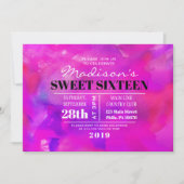 私はフシア水彩Sweet sixteen招待状 招待状 (正面)