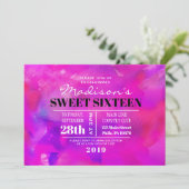 私はフシア水彩Sweet sixteen招待状 招待状 (スタンド正面)