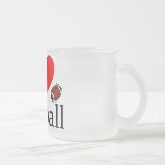 私はフットボールの飲むガラスを愛します フロストグラスマグカップ (右)