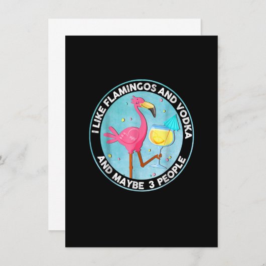 私はフラミンゴとウォッカが好きで、おそらく3人のヴィント 招待状 (正面/裏面)