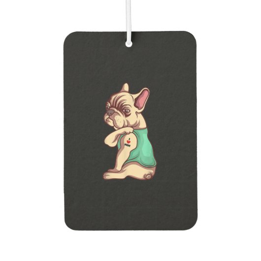 私はフランスの母タトゥー恋人のギフト愛するブルドッグ犬 カーエアーフレッシュナー (正面)