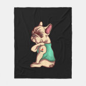 私はフランスの母タトゥー恋人のギフト愛するブルドッグ犬 フリースブランケット (正面)