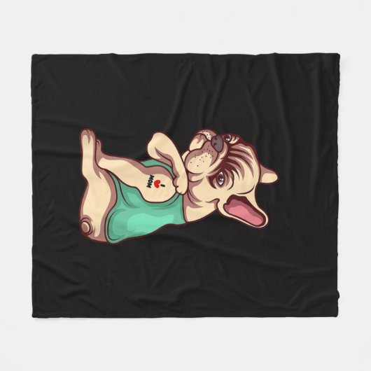 私はフランスの母タトゥー恋人のギフト愛するブルドッグ犬 フリースブランケット (正面(横))