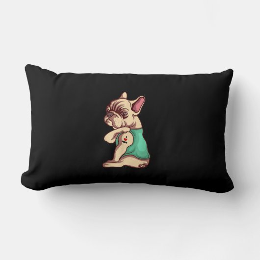 私はフランスの母タトゥー恋人のギフト愛するブルドッグ犬 ランバークッション (正面)