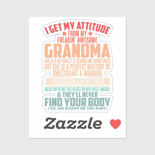 私はフリーキンおばあちゃんから自分の態度を素晴らし得る シール (シート)