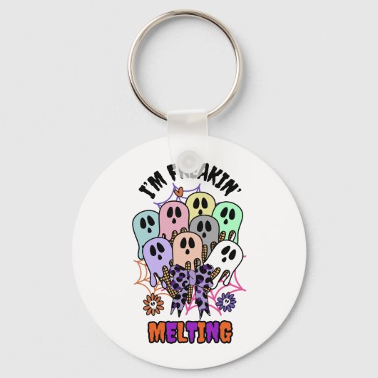 私はフリーキン'溶けハロウィーンアイスクリーム幽霊 キーホルダー (正面)
