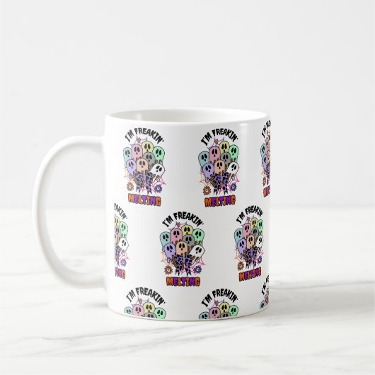 私はフリーキン'溶けハロウィーンアイスクリーム幽霊 コーヒーマグカップ (左)