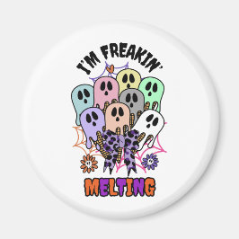 私はフリーキン'溶けハロウィーンアイスクリーム幽霊 マグネット