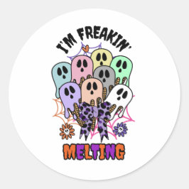 私はフリーキン'溶けハロウィーンアイスクリーム幽霊 ラウンドシール